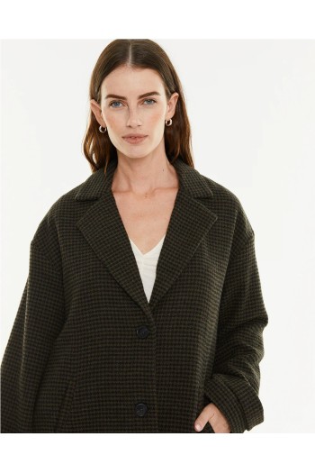 abrigo cuadros vichy systemaction negro y verde