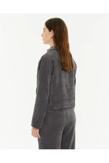 chaqueta pana gris systemaction mujer
