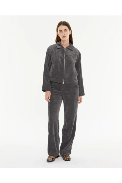 chaqueta pana gris systemaction mujer