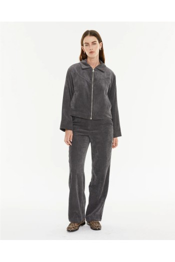 chaqueta pana gris systemaction mujer