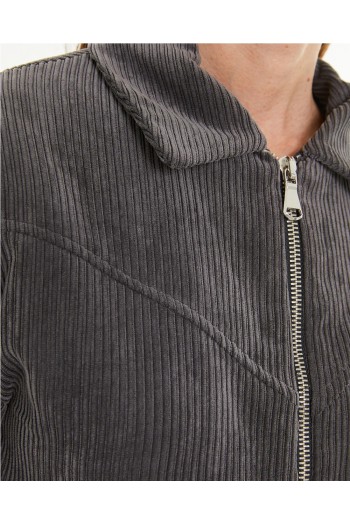 chaqueta pana gris systemaction mujer