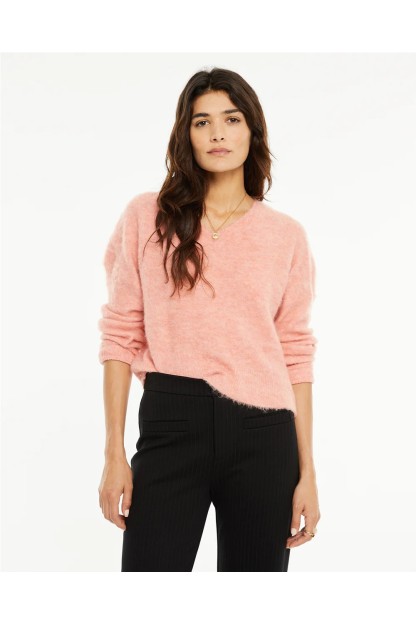 jersey pico systemaction  textura de pelo azul y coral mujer