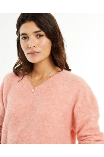 jersey pico systemaction  textura de pelo azul y coral mujer