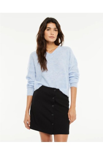 jersey pico systemaction  textura de pelo azul y coral mujer