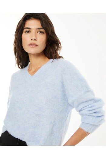 jersey pico systemaction  textura de pelo azul y coral mujer
