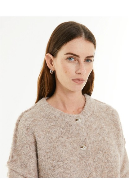 cardigan pelo beige systemaction con botones