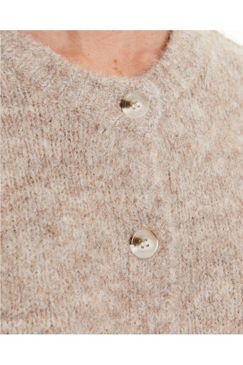 cardigan pelo beige systemaction con botones