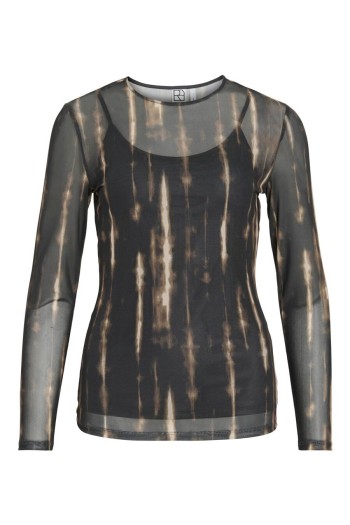 Top mujer de malla con tirante en la parte interior.