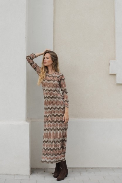 Vestido punto tonos marrones mujer ESE O ESE