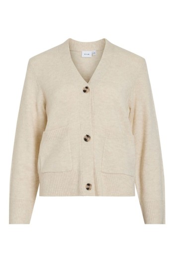chaqueta cardigan vimiraz vila beige y rojo mujer