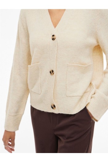 chaqueta cardigan vimiraz vila beige y rojo mujer