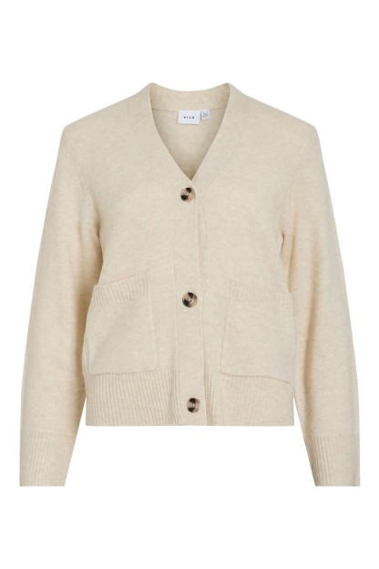 chaqueta cardigan vimiraz vila beige y rojo mujer