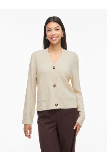 chaqueta cardigan vimiraz vila beige y rojo mujer