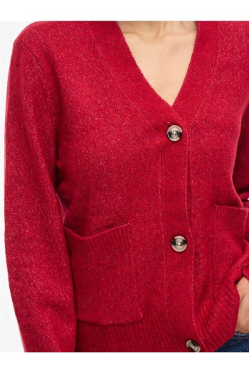 chaqueta cardigan vimiraz vila beige y rojo mujer