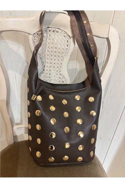 Bolso mujer piel tachuelas