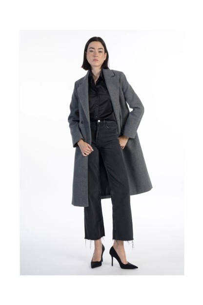 abrigo hika gris de paño gris melange claro mujer