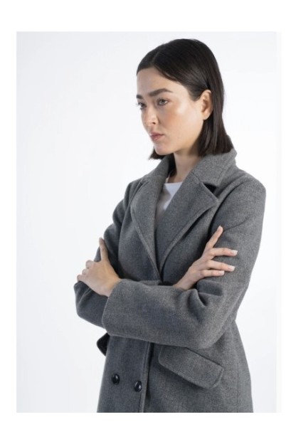 abrigo hika gris de paño gris melange claro mujer 2