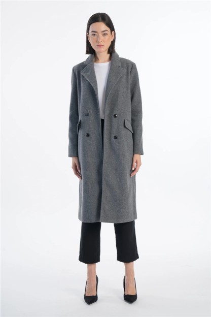 abrigo hika gris de paño gris melange claro mujer