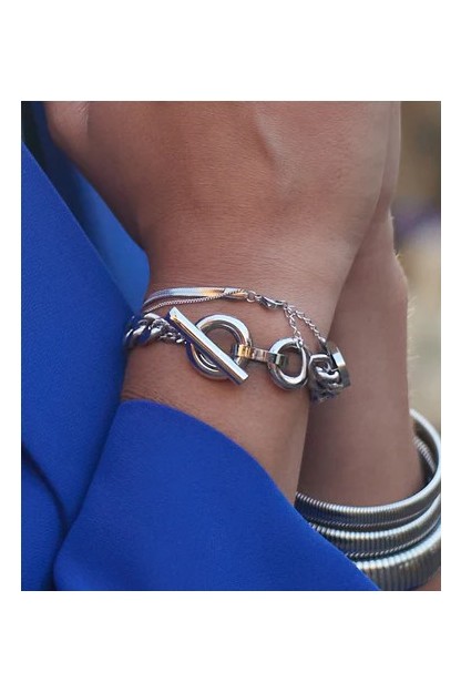 PULSERA ACERO GRIS CLARO