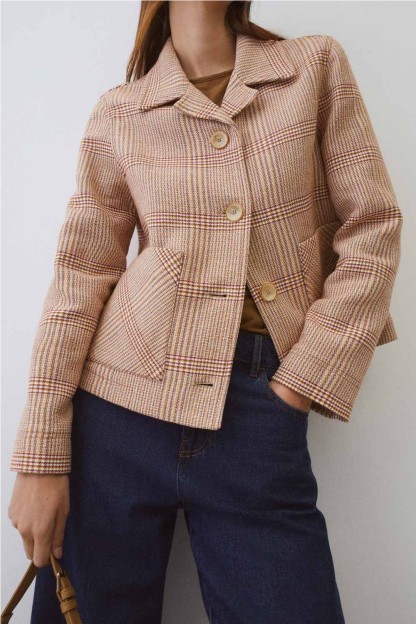 chaqueta cuadros ese o ese sylvie con botones mujer