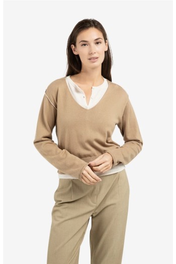 Jersey efecto capa de manga larga yaya