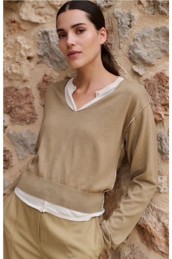 Jersey efecto capa de manga larga yaya