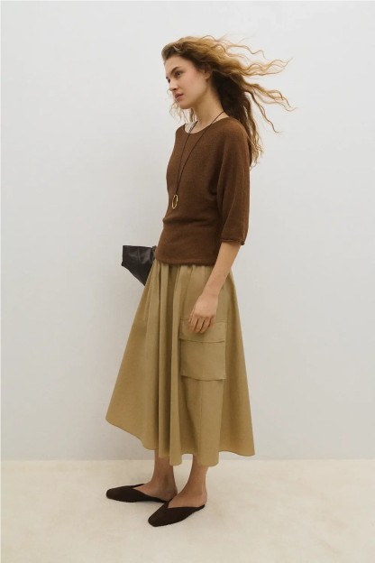 falda dakar ese o ese beige con bolsillos laterales