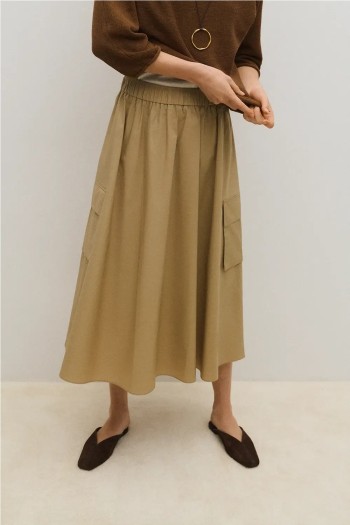 falda dakar ese o ese beige con bolsillos laterales