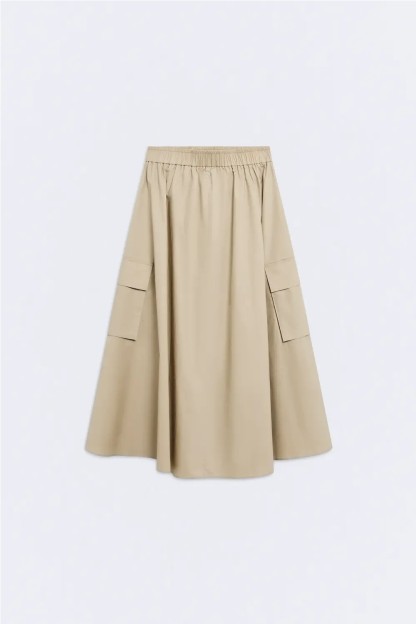 falda dakar ese o ese beige con bolsillos laterales