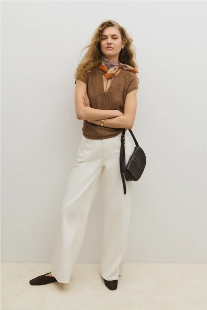 top emeu lino mujer color marron tostado