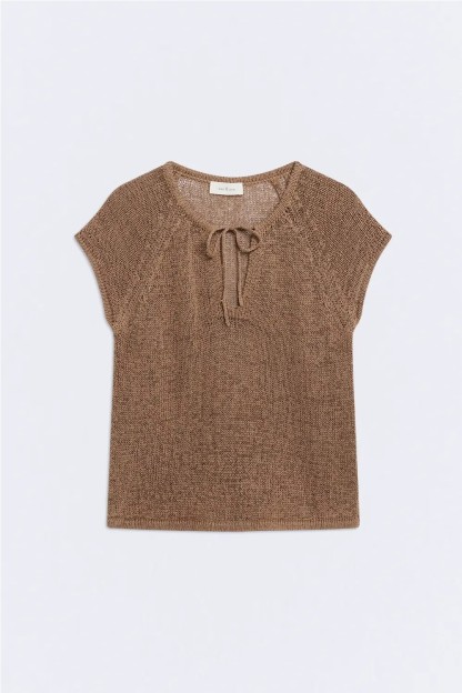 top emeu lino mujer color marron tostado