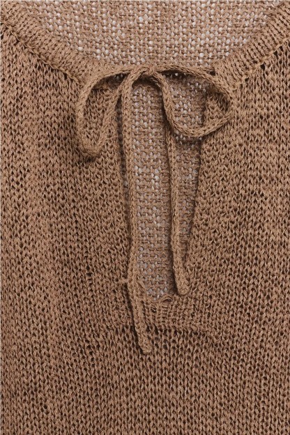 top emeu lino mujer color marron tostado