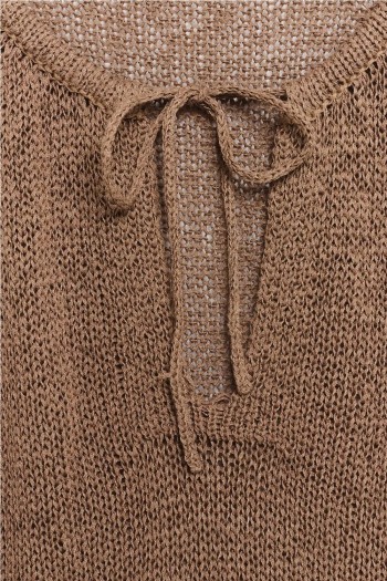 top emeu lino mujer color marron tostado