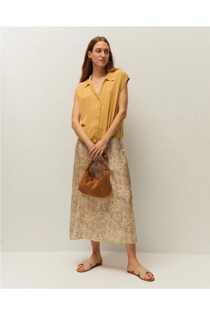 falda estampada systemaction color mostaza floral