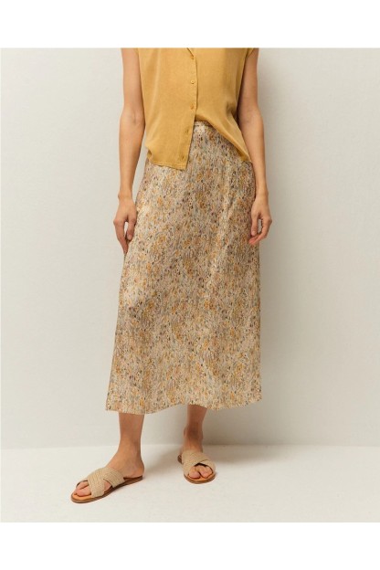 falda estampada systemaction color mostaza floral