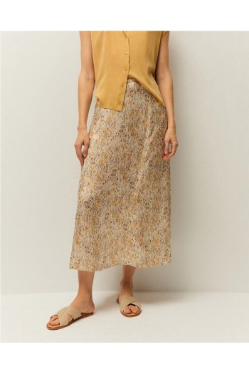 falda estampada systemaction color mostaza floral