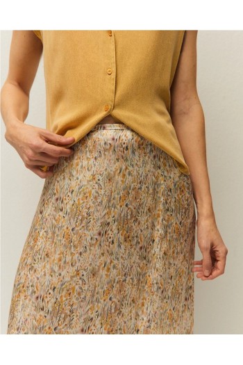 falda estampada systemaction color mostaza floral