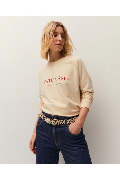 sudadera beige rosa systemaction basica mujer