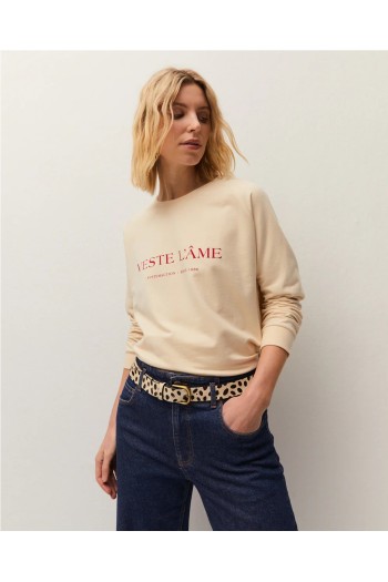 sudadera beige rosa systemaction basica mujer