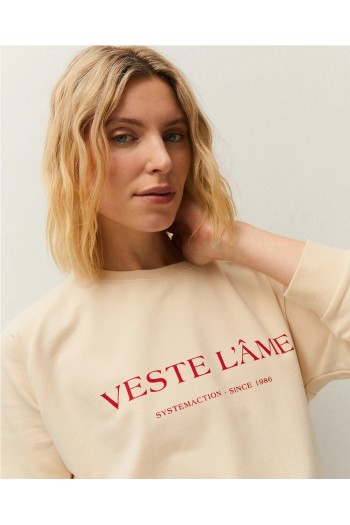 sudadera beige rosa systemaction basica mujer