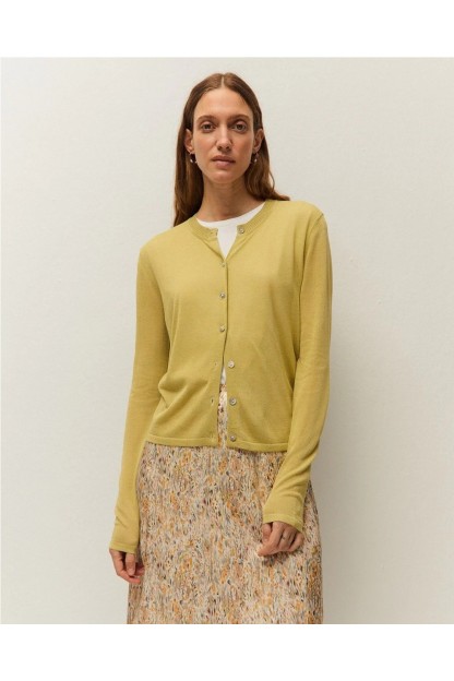 chaqueta cuello redondo con botones verde systemaction mujer