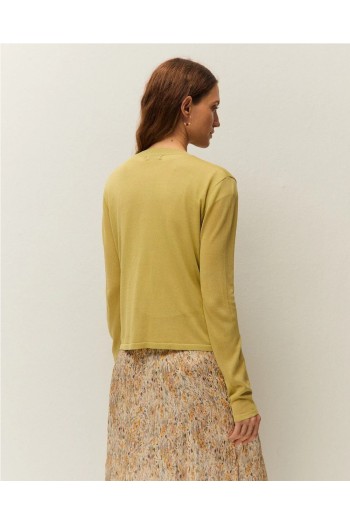 chaqueta cuello redondo con botones verde systemaction mujer