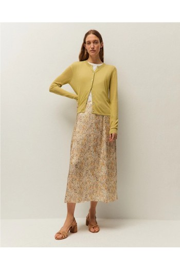 chaqueta cuello redondo con botones verde systemaction mujer