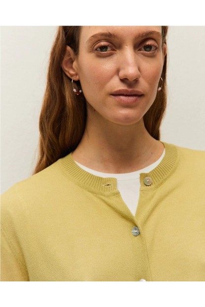 chaqueta cuello redondo con botones verde systemaction mujer