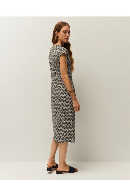 vestido estampado frunces systemaction mujer negro 2