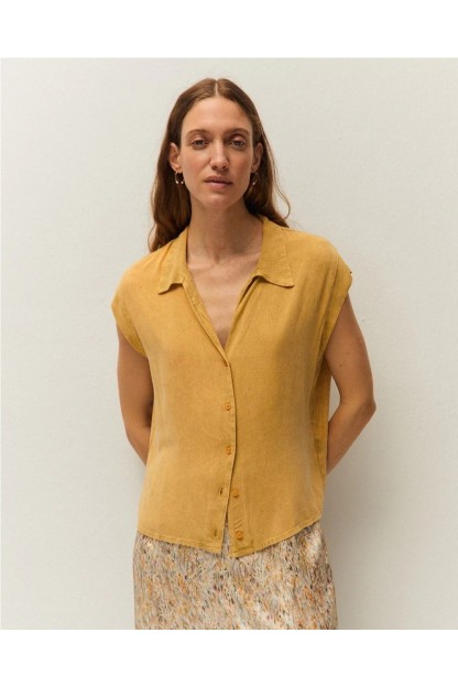 camisa mostaza deslavada systemaction mujer