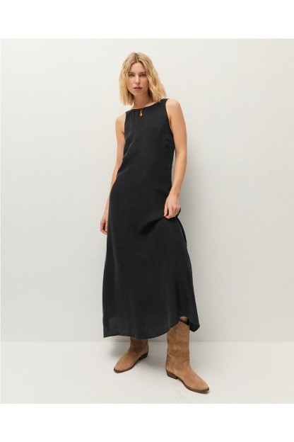 vestido negro largo systemaction mujer