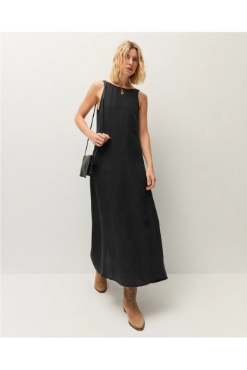 vestido negro largo systemaction mujer