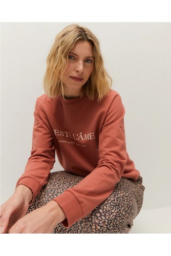 sudadera beige rosa systemaction basica mujer