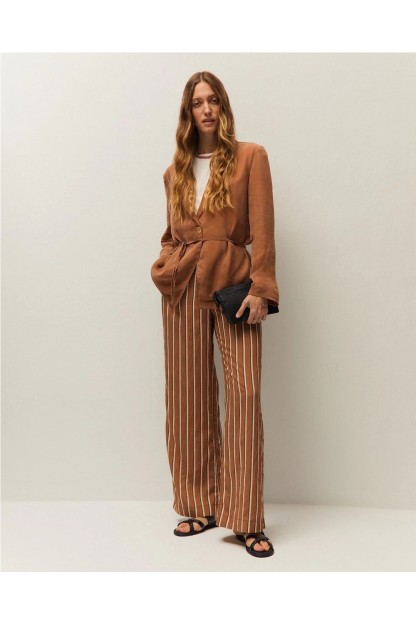 pantalon rayas color camel systemaction mujer